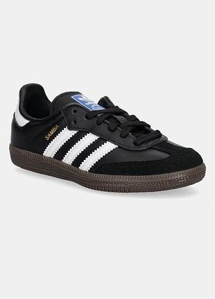 Кросівки унісекс adidas samba чорні, 23,5 см, шкіра, замша