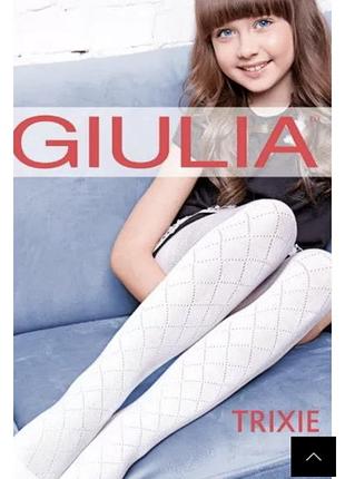 Колготки для дівчаток giulia trixie 150 білі, 140-146 см, бавовна