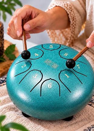Глюкофон "happy drum" 8 нот цвет малахитовый