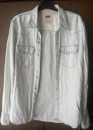 Чоловіча сорочка levi's джинсова біла