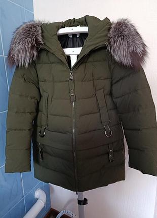 Куртка жіноча зимова з хутром xxl хакі