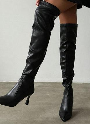 Ботфорты чулоков zara, натуральная кожа
