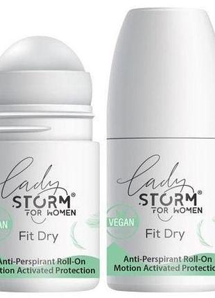 Жіночий роликовий дезодорант-антиперспірант lady storm fit dry 50 мл