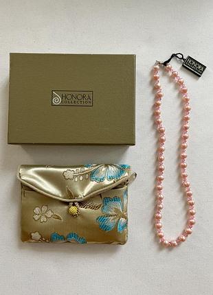 Вінтажне кольє з рожевими перлинами та кристалами honora