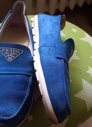 Туфлі жіночі prada сині, розмір 36, довжина устілки 23 см, замшеві