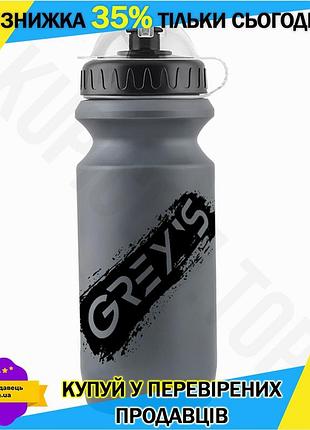 Ku велосипедна фляга grey's universal fit 600мл сіра із захисним ковпачком для води та напоїв пластмас uni2l_k