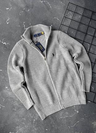 Чоловічий вʼязаний кардиган polo ralph lauren, сірий , на замку