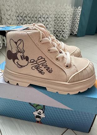 Дитячі черевики minnie mouse бежеві текстильні