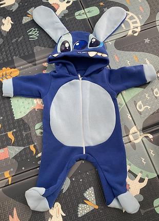 Костюм та комплект для хлопчиків stitch комбінезон на флісі синій