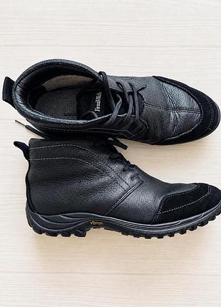 Черевики чоловічі шкіряні чорні vibram frank walker 42 зимові утеплені теплі напівчеревики сапоги сапожки зимние
