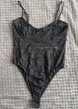 Кружевной боди zara черного цвета, размер s