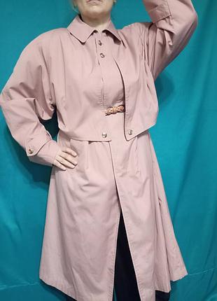 Тренч длинный свободный розовый женский винтаж размер 3xl 4xl недорогого на высокий рост