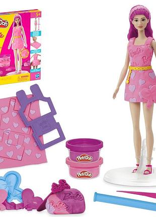 Play-doh barbie hearts and hair set лялька барбі та набір плей до g1357