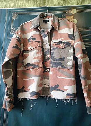 Жіноча куртка topshop, укорочена, камуфляж, oversize