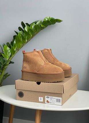 Жіночі ugg neumel platform zip slipper chestnut 🤎 2