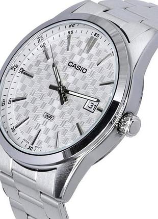 Чоловічий годинник casio mtp-vd03d-7a classic з білим циферблатом та сріблястим браслетом 2