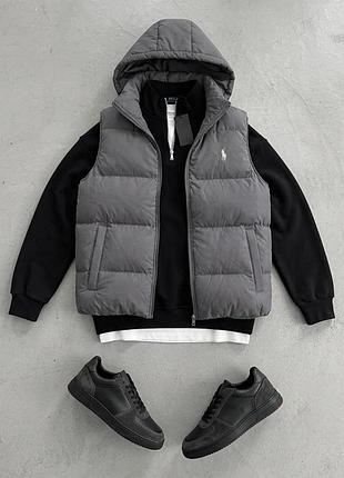 Жилетка polo ralph lauren серая, безрукавка polo черная мужская, стильный жилет поло мужской xl