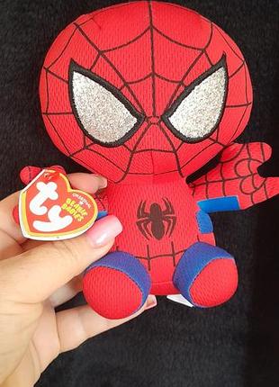 М'яка іграшка людина-павук із серії ty marvel beanie babies.