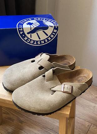 Сабо birkenstock boston soft footbed бежеві