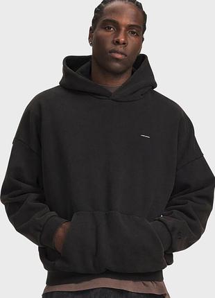 Чоловіче худі ua icon hw flc washed hoodie чорне s-xxl арт: 6014445-008