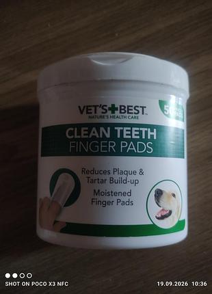 Вологі серветки для чищення зубів vet's best — clean teeth wipes, 50 шт. для тварин котів і собак