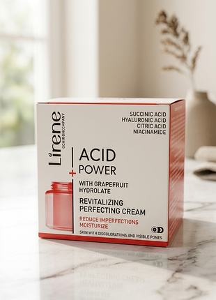 Відновлювальний крем для обличчя lirene acid power з гідролатом грейпфрута