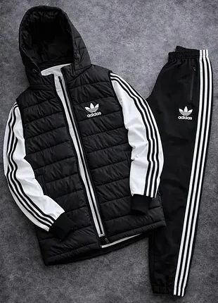 Спортивний костюм чоловічий adidas з жилетом чорний