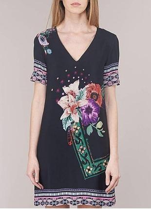 Шикарное женское вискозное платье в цветочный принт desigual made in morocco