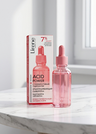 Сироватка для обличчя lirene acid power+pink grapefruit hydrolate 30ml