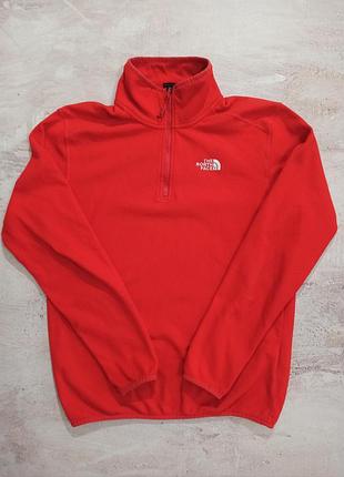 Флісова кофта the north face оригінал розмір s червона з вишитим логотипом на грудях