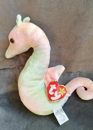 Колекційна м'яка іграшка  морський коник neon the seahorse (неон) із серії ty beanie babies, випущена в 1999 р