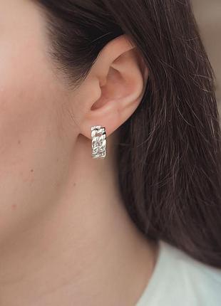 Серебряные серьги komilfo без камней (2143901) 6