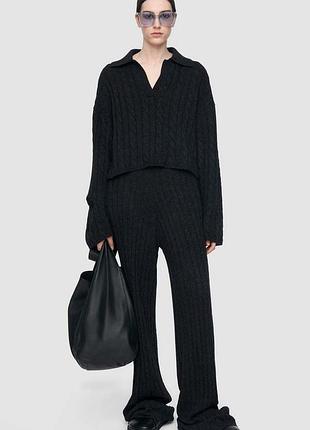 Трикотажні широкі штанивізерунком «кабель» cable-knit від joseph