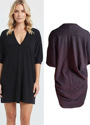 Чёрное трикотажное платье кокон zara s хлопок