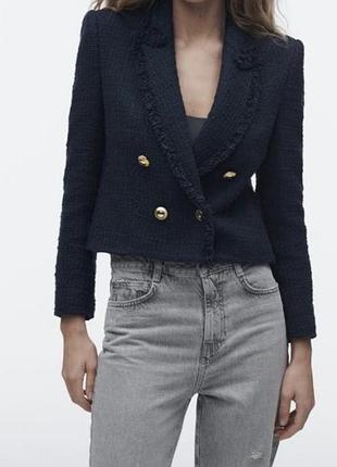 Піджак букле zara + топ в рубчик 🎁 s