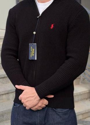 Мужской черный кардиган polo ralph lauren на молнии поло l