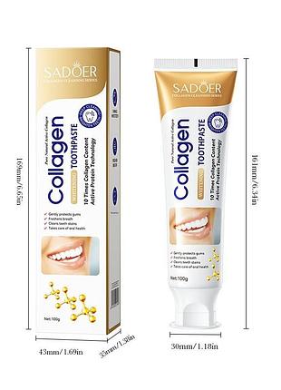 Зубна паста вибілювальна колагенова sadoer collagen whitening toothpaste (100 г)