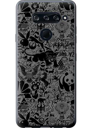 Чохол 2d пластиковий на телефон lg v40 thinq чорно-сірий стікер бомбінг "2432t-1577-58250"