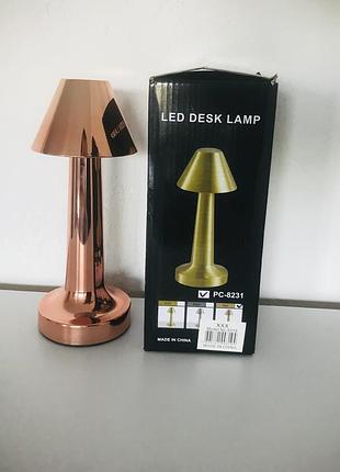 Настільна лампа металева з акумулятором table lamp настільна сенсорна led лампа