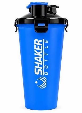 Шейкер спортивный apx shakerbottle 700 мл, с двумя фильтрами для смешивания, bpa free, синий