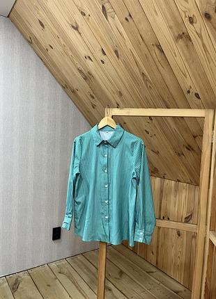 Сорочка жіноча shein у смужку бірюзова
