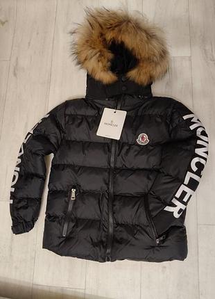 Куртка дитяча moncler чорна з хутром.турція