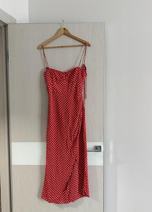 Сарафан жіночий zara в горошок, червоний, розмір s
