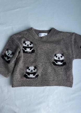 Кофта для хлопчиків zara baby в'язана з пандами 68 см