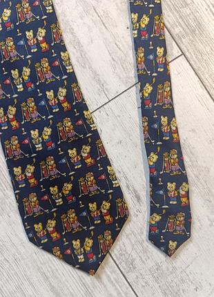 Шелковый винтажный галстук с мишками гольфистами sture silk шелк 100%