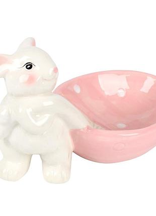 Конфета пасха easter r40687 керамическая 22×14 см белая с розовым