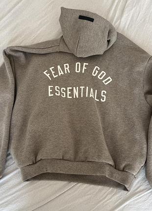 Худі унісекс fear of god essentials сіре розмір xs/s