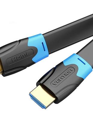 Кабель hdmi vention m-m 2 м v2.0 4k 60 гц pvc flat design для аудіо та відеосигналу чорний (aakbh)