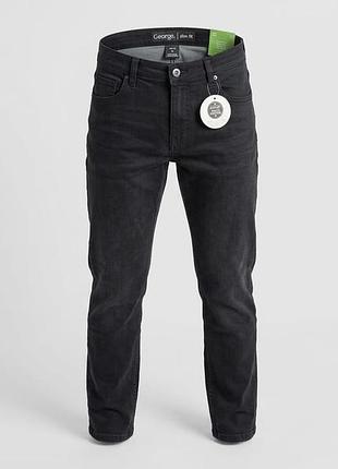 🔥 новые с бирками фирменные джинсы george slim fit – глубокий угольно-черный цвет и регулируемая талия для мальчика! 🌟