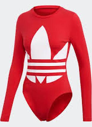 Жіноче червоне боді adidas originals large logo (модель fm7181) з білим логотипом на грудях